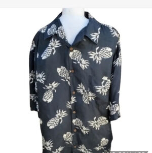 Silk icon pineapple Hawaiian style shirt XXL‎